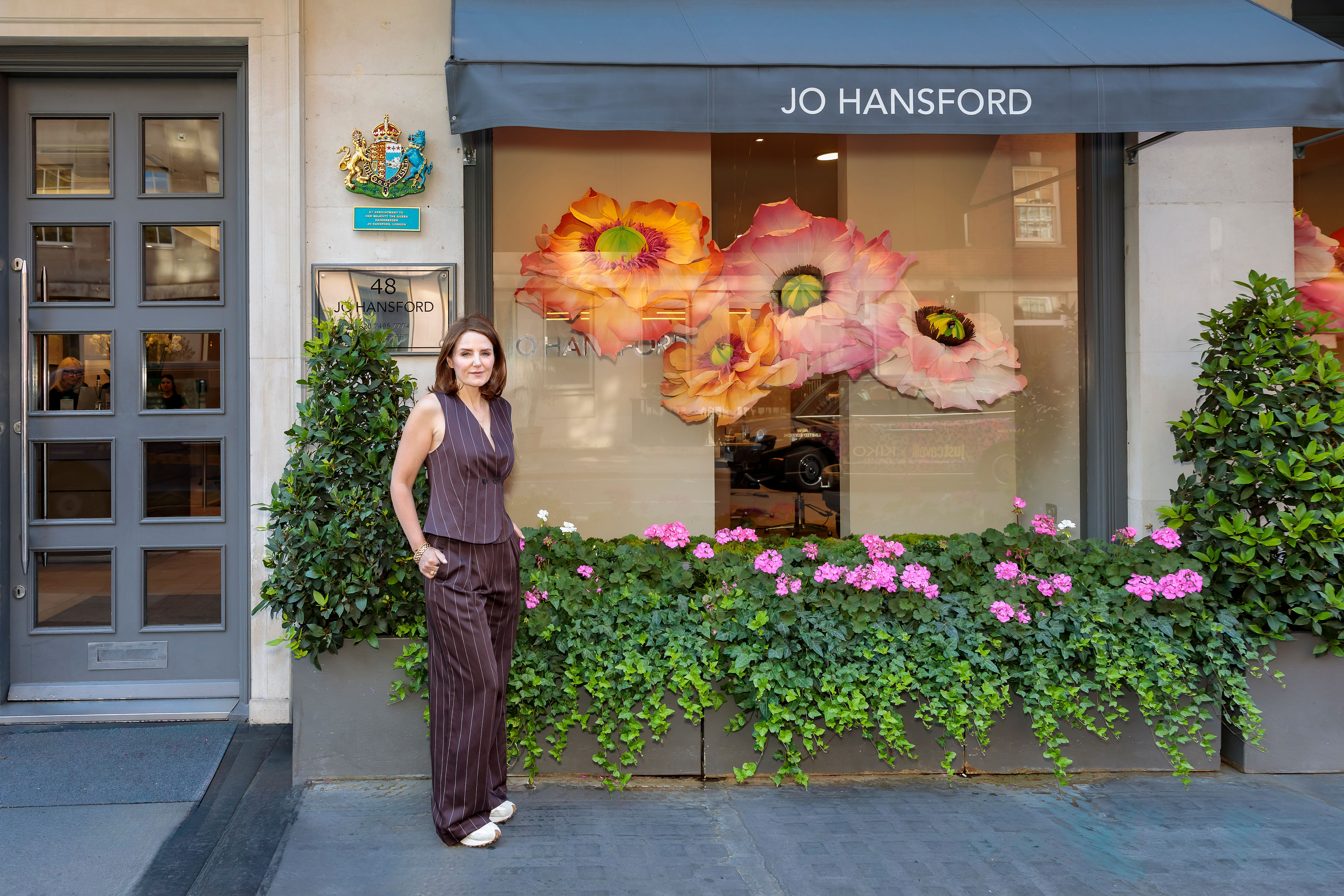 Emma Wedgwood outside the Jo Hansford salon in Mayfair