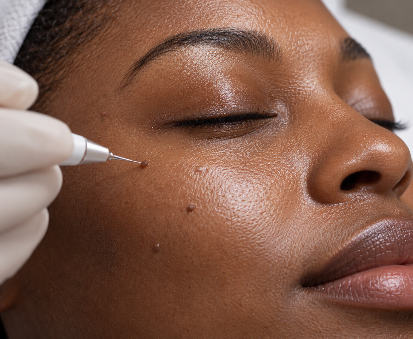 Small skin lesions Small skin lesions on the cheek during treatment