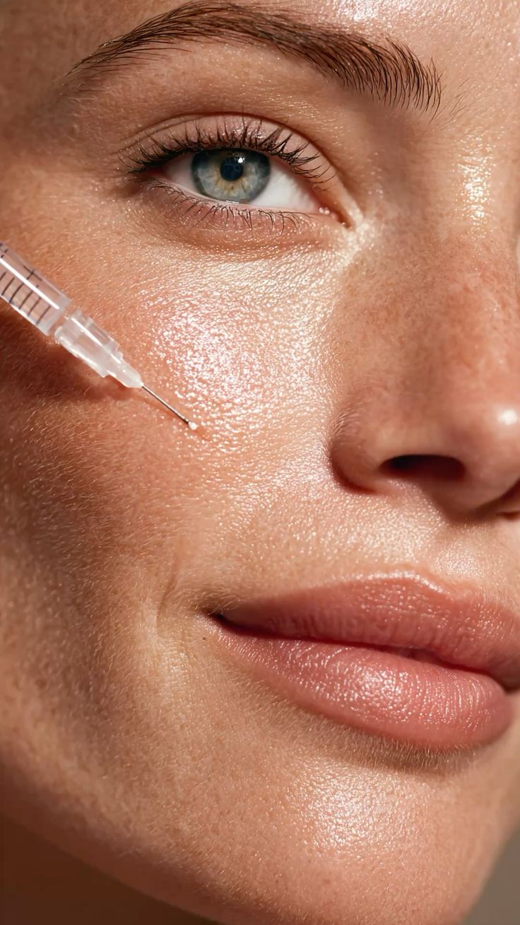Sculptra® Close-up of an aesthetic injection near the cheek